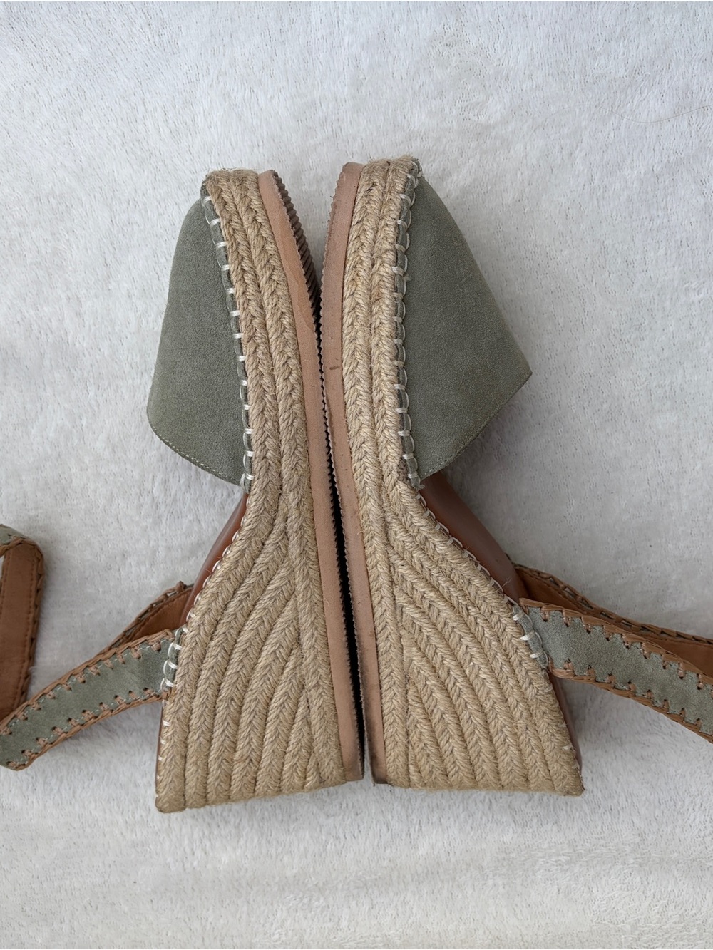 Crown Vintage Olive Green Espadrille Ankle-Strap Wedge - Picture 4 of 7